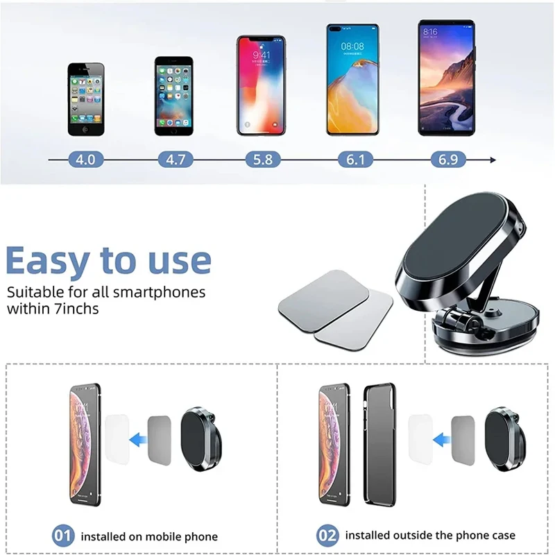 Magnetic Car Phone Holder & Stand - Universal Smartphone & GPS Mount