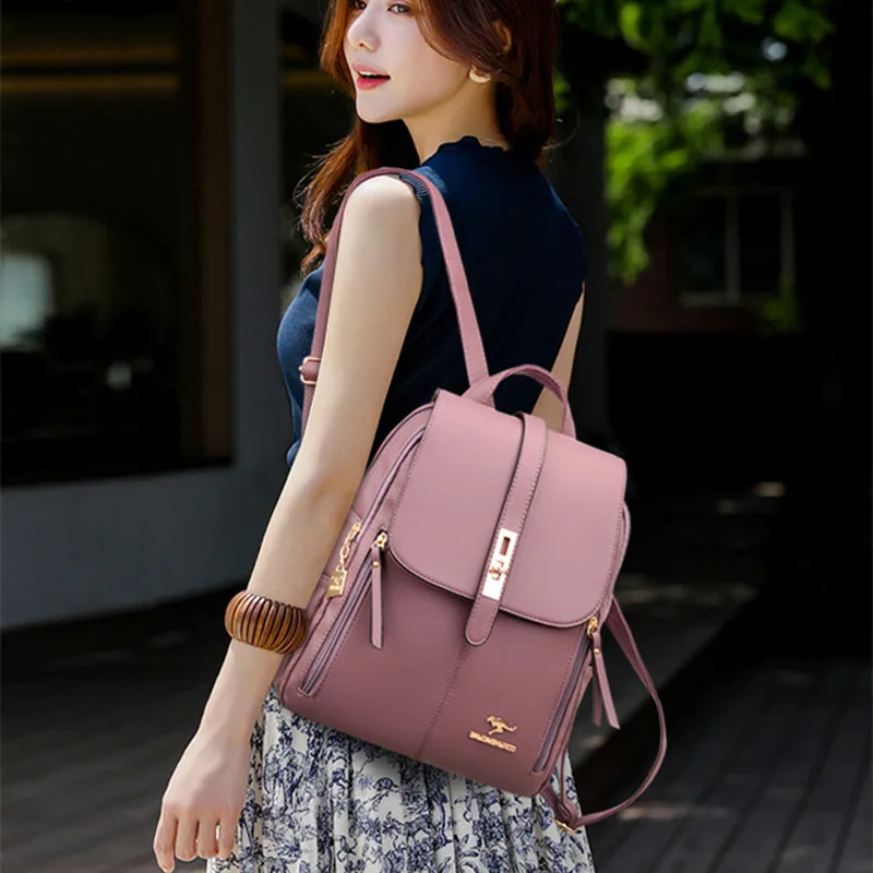 New fashion leather women's backpack casual Feminina travel backpack large capacity student school bags for girls