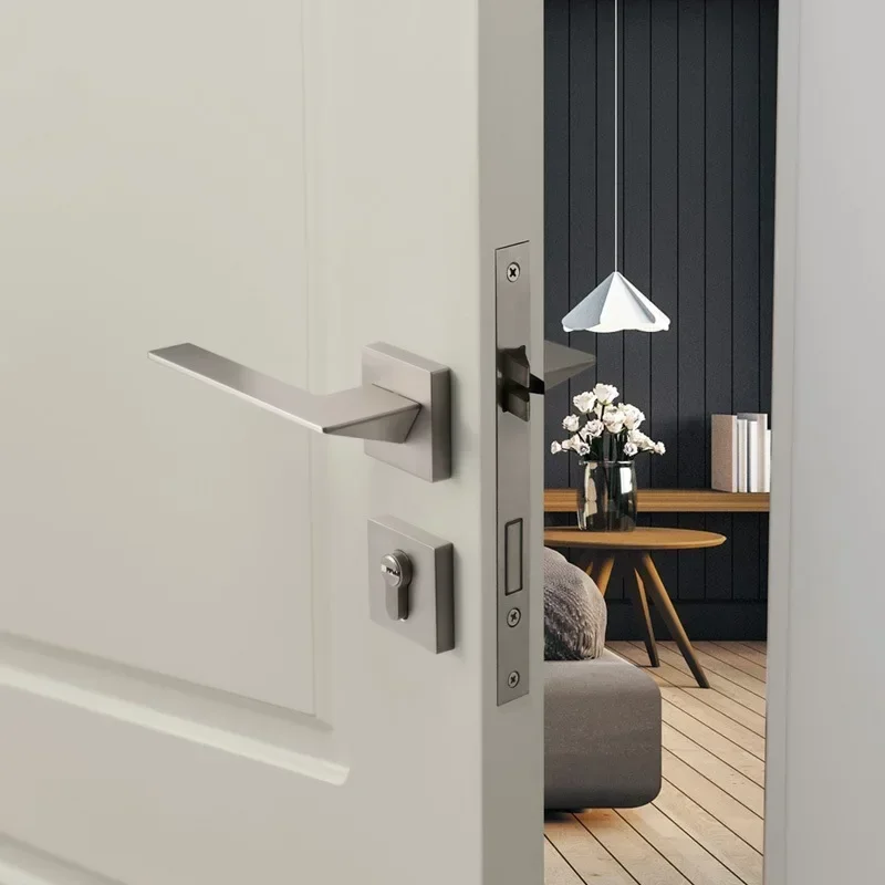 Door latch door handle lock door lock latch indoor bedroom silent room door lock Nordic nickel brushed split lock handle