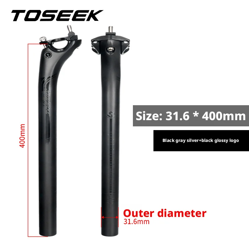 MTB 로드 바이크 카본 카누 시트 포스트 27.2, 매트 블랙, 31.6mm 길이, 400mm, 시트 포스트 튜브, 자전거 부품