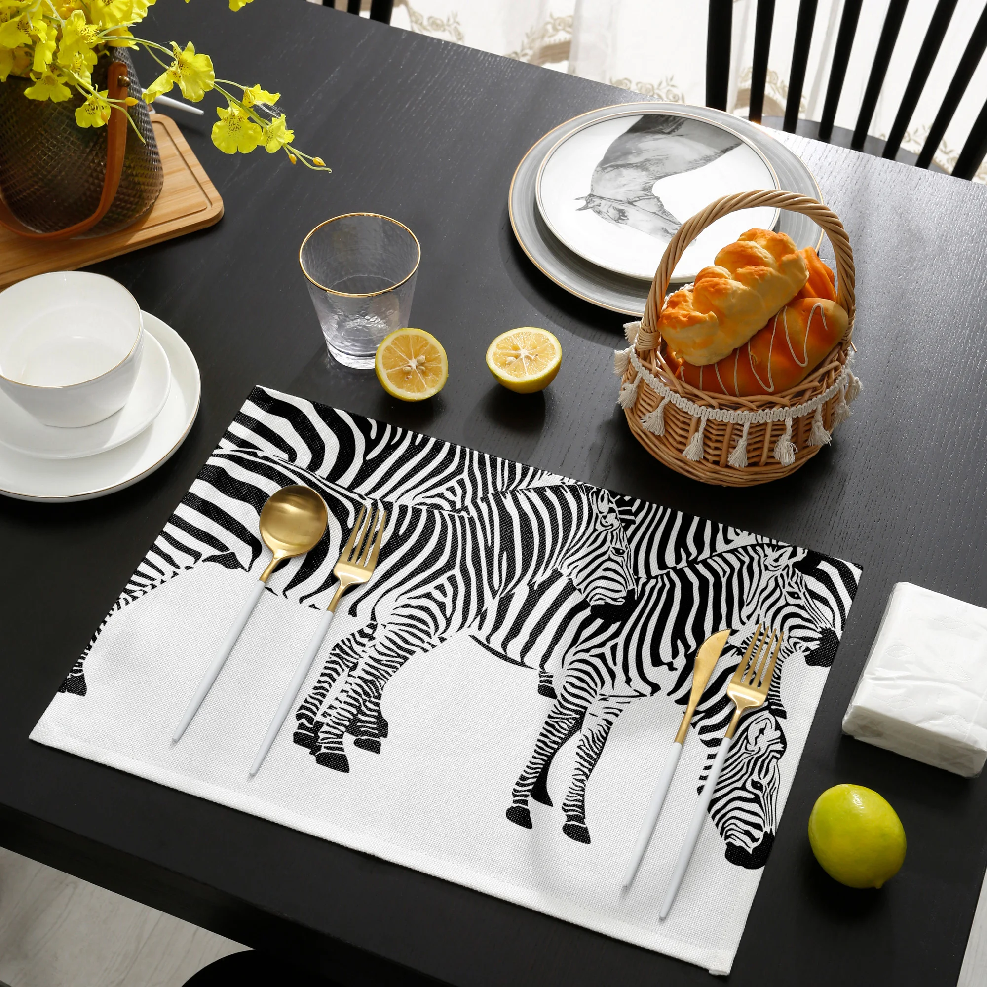 踻  ȭƮ ̴ϸָƮ Placemats 4/6pcs ֹ Ŀ ׼  ħ Ź   Ʈ