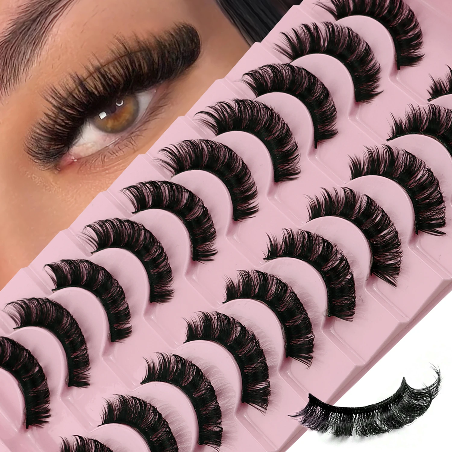 

10 Pairs Soft False Eyelashes, Curling, Skin-Friendly, Non-Irritating Makeup Lashes, Reusable, Suitable for Eyelash Extensions ﻿