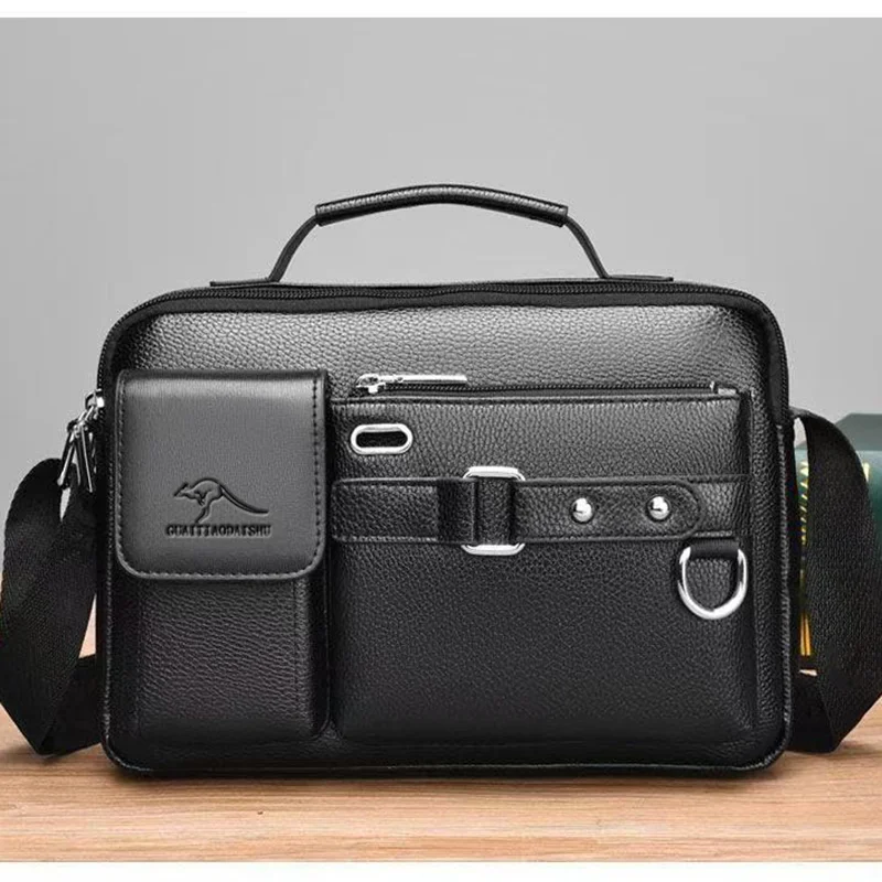 Borsa Messenger Retrò da Uomo con Design Impermeabile, Valigetta per Laptop di Grande Capacità per Ufficio, Viaggi e Scuola - immagine 2
