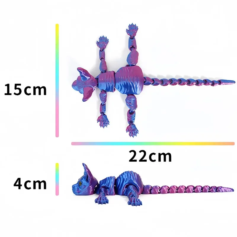 Realistic Multi-Joint Movable Cat Figurine - 3D Printed Desk Decor and Gift Toy