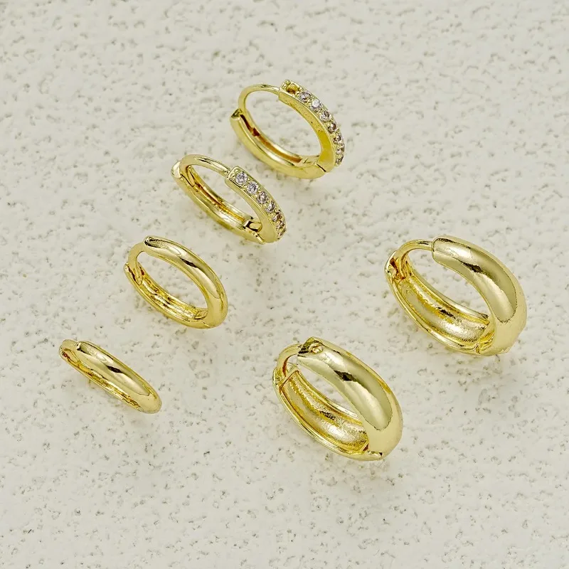 3 Pairs Stainless Steel Crystal Zirconia Hoop Earrings for Women Trendy Simple Gold Plated Circle Punk Earrings Piercing Jewelry