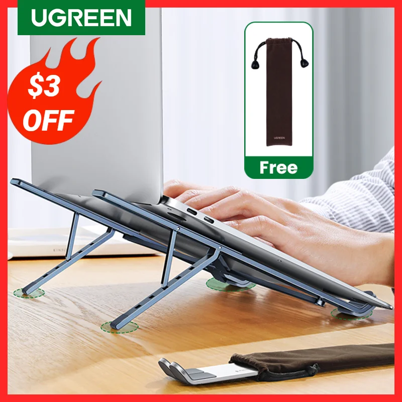 UGREEN Laptop Stand For Macbook Air Pro Foldable Aluminum Vertical Notebook Stand Laptop Support Macbook Pro Tablet Phone Stand