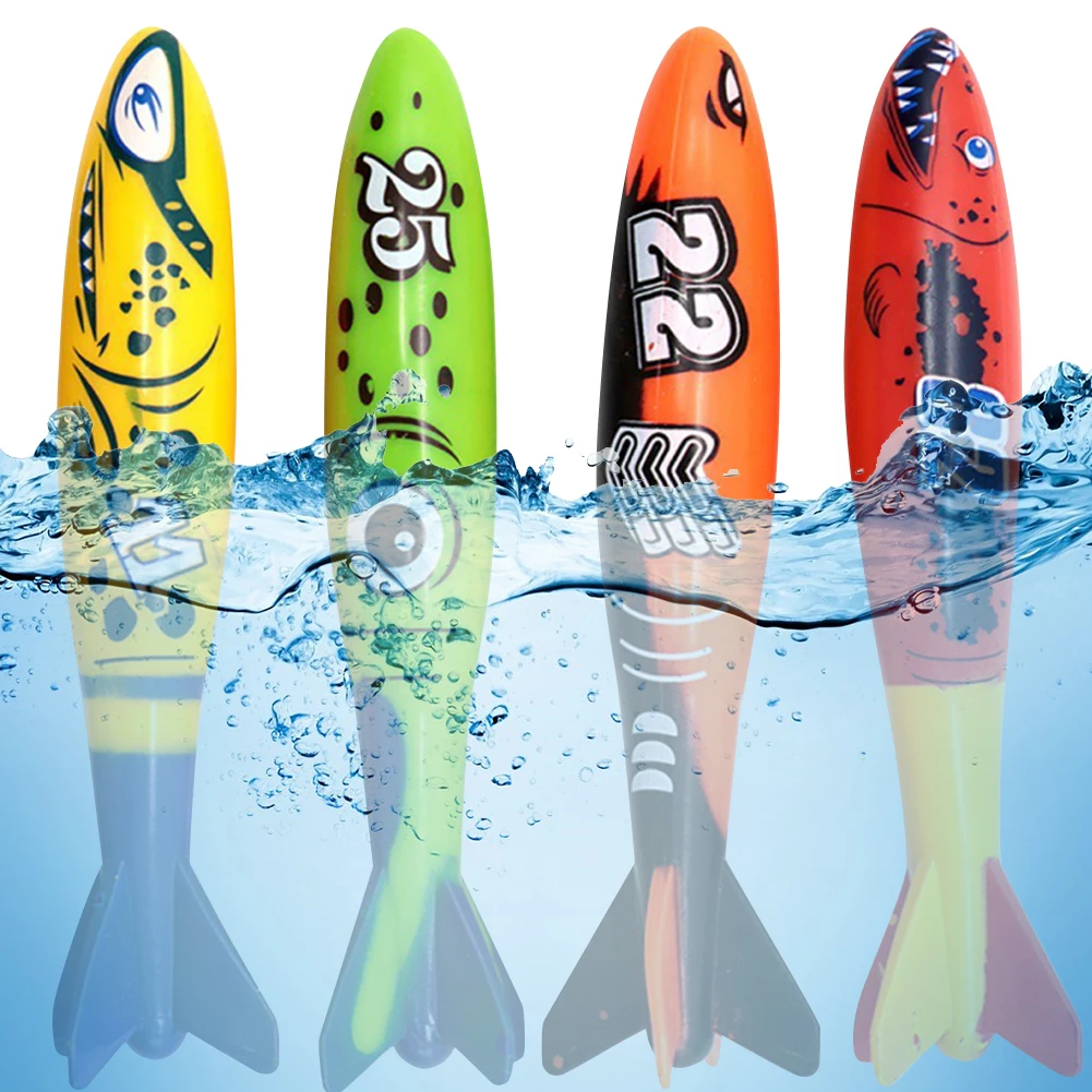 4Pcs Underwater Diving Toys Multicolor Cartoon Pool Sinking Toys Creative Throwing Dive Water Toy Swimming Pool Accessories