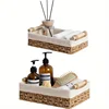 1pc Bathroom and Kitchen Storage Basket - Small Wicker Organizer for Countertops - Round Paper Rope 4