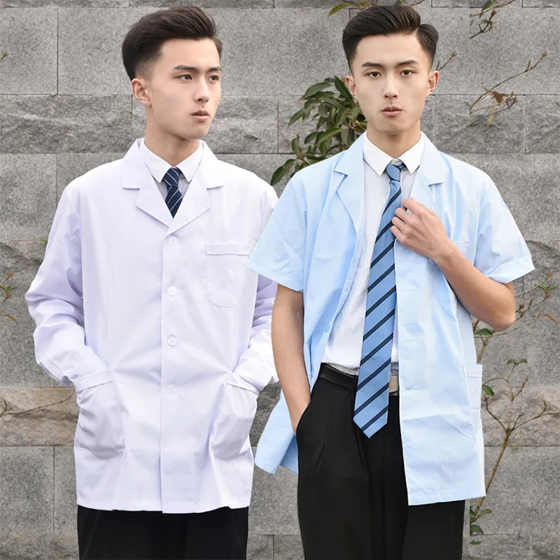 Doctor White Lab Coat for Men Unique Hospital Scientist School Fancy White Coat Professional Costume Coats Medical Uniforms
