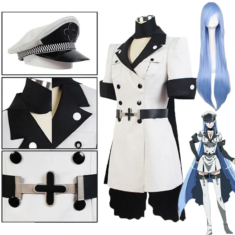

Akame Ga KILL! Костюм для косплея Esdese Esdeath из аниме, костюм-Униформа эдесе из парика, комплект для косплея Esdeath, одежда на Хэллоуин