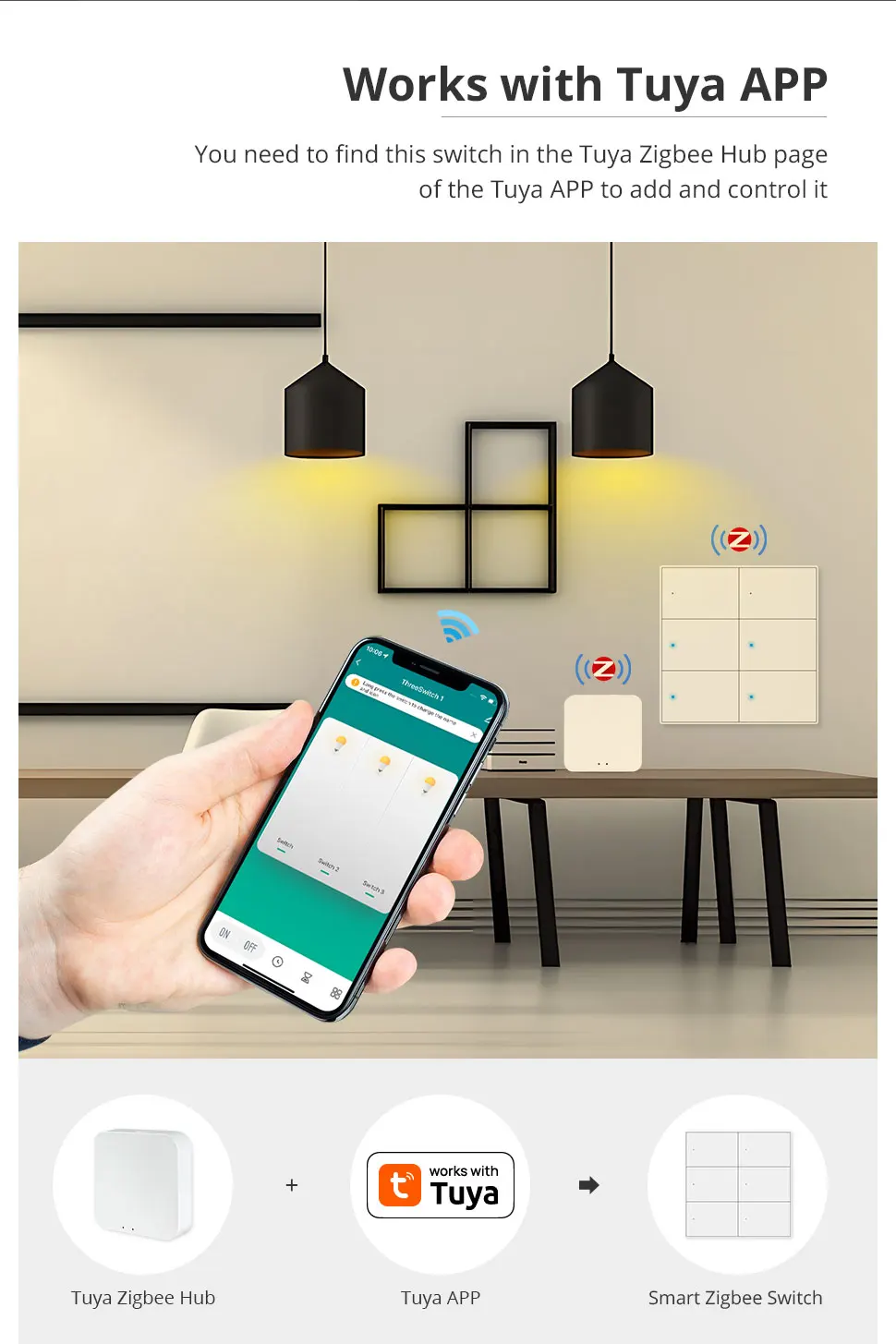 Zigbee 6 Gang Push Wall Light Switches 4x4 with Neutral Interruptor Work with Tu