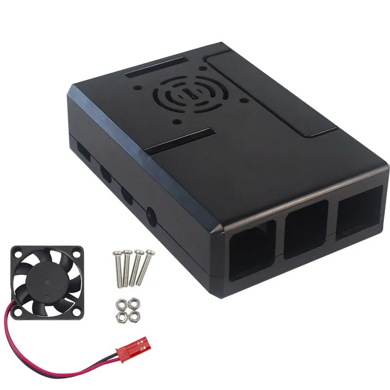 Raspberry Pi 4 Model B ABS Case with Cooling Fan Black Plastic Prectective Box f