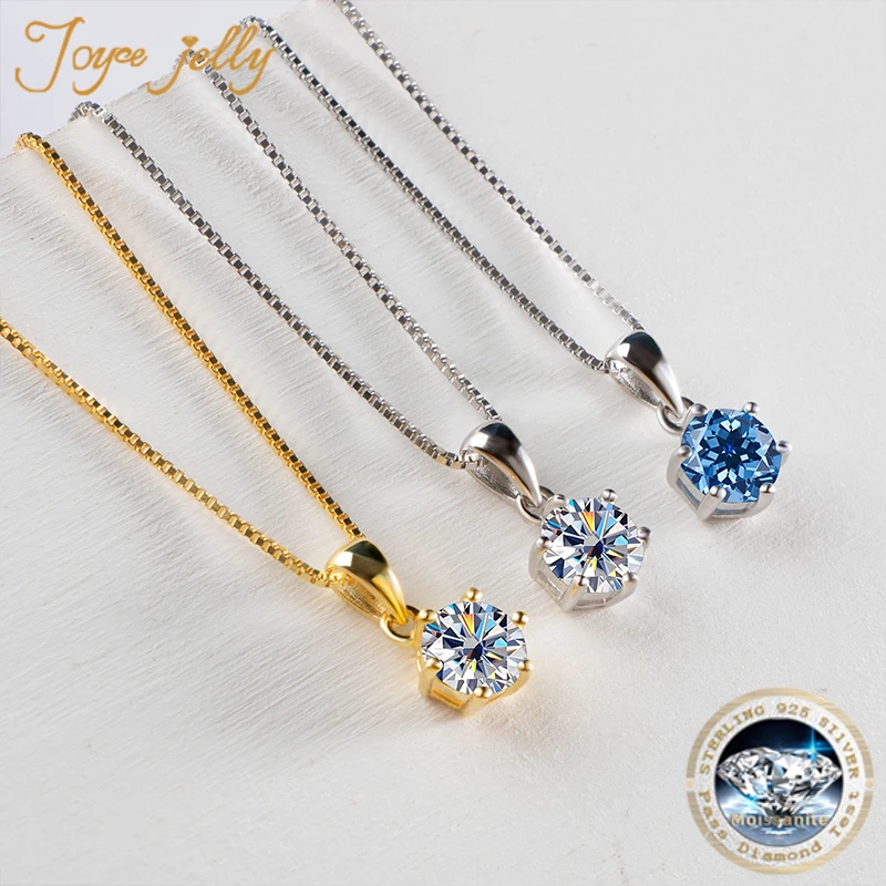 1 CT Real Moissanite Pendant Necklace for Women Royal Blue Color Moissanite 925 Sterling Silver Wedding Fine Jewelry
