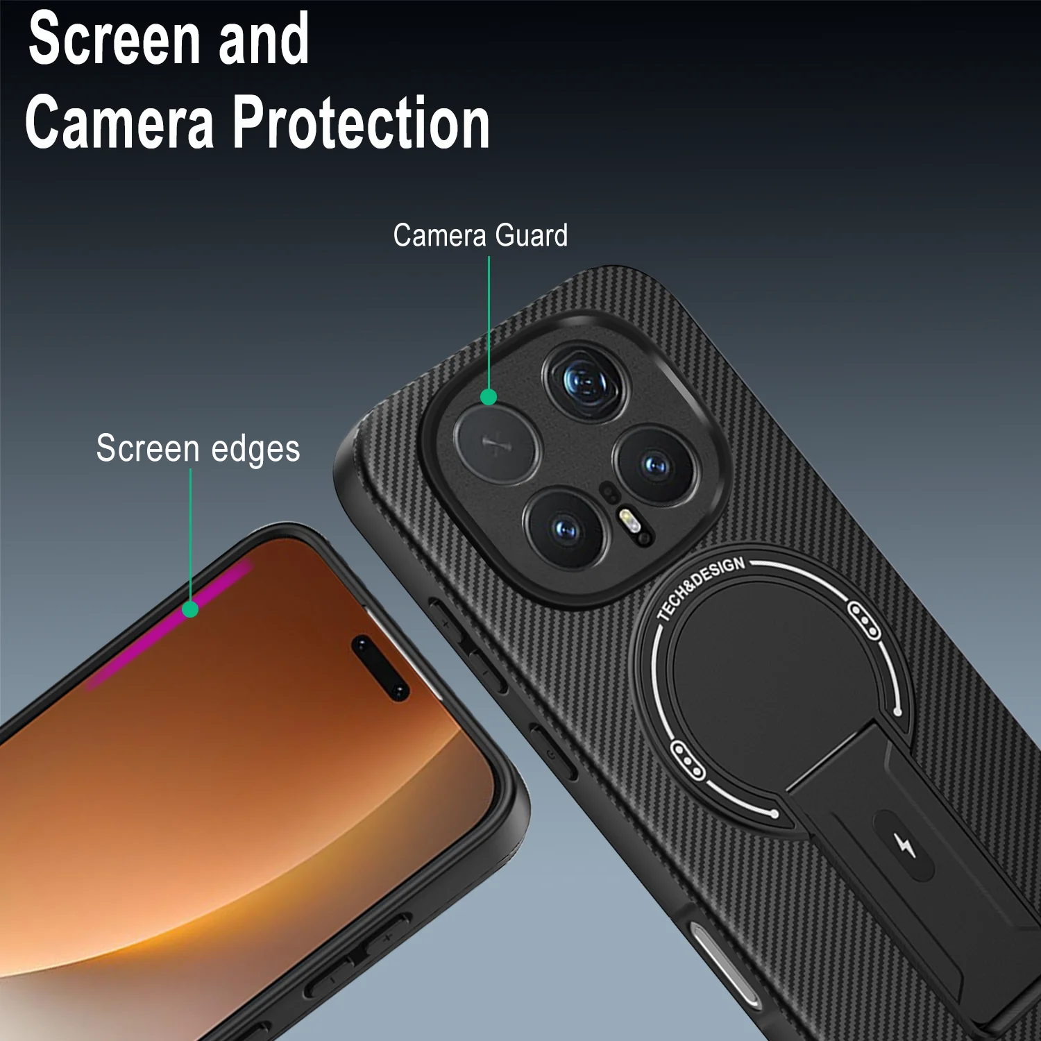Enhanced Magnetic Wireless Charging Shockproof Phone Case with Hidden Bracket