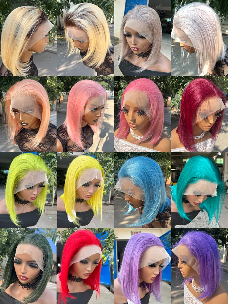 Rose Pink Short Bob Human Hair Wig human hair wig