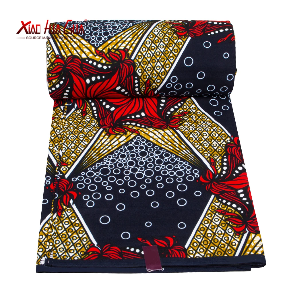 African Fabric High Quality 6 Yards 3 Yards Red Black Color Wax