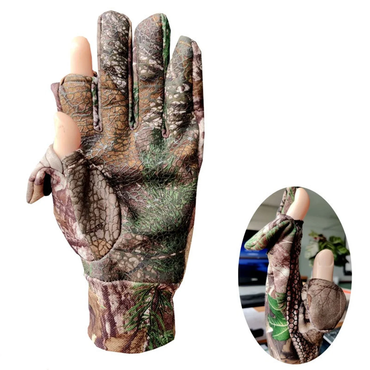 Camouflage Hunting Gloves Men Women Outdoor Hiking Fishing Non-slip Wear-resistant Fingerless Gloves