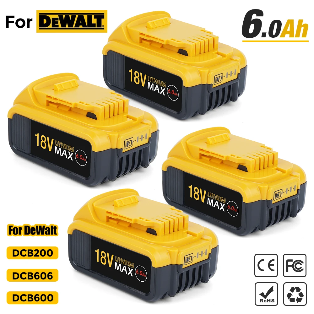 

For DeWalt DCB200 DCB205 DCB201 DCB203 DCB184 DCB200 DCB182 Replacement Batteries 18V 5.0Ah 6.0Ah 8.0Ah 18650 Lithium Battery