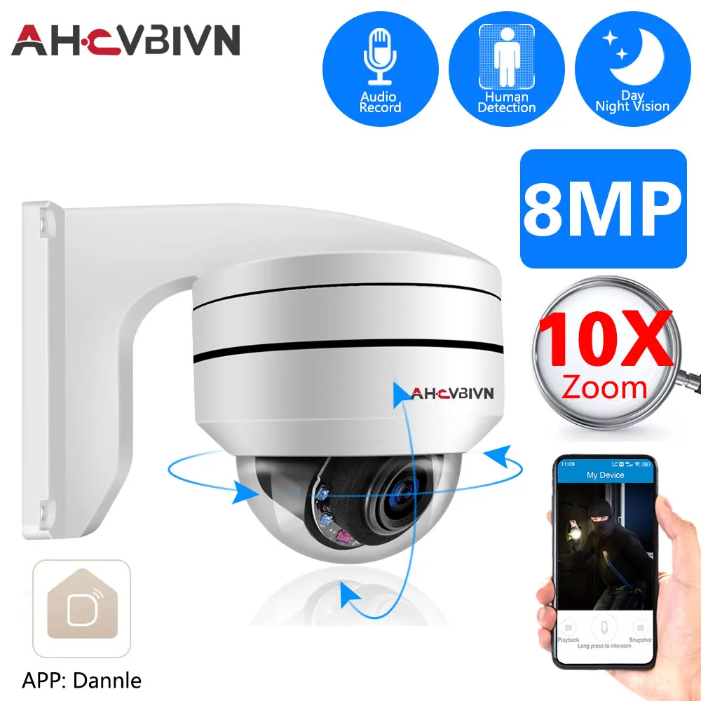 

4K 8MP POE PTZ IP CCTV Dome Camera 10X Optical Zoom Outdoor IP67 Waterproof Metal Security Surveillance Camera Audio Recording