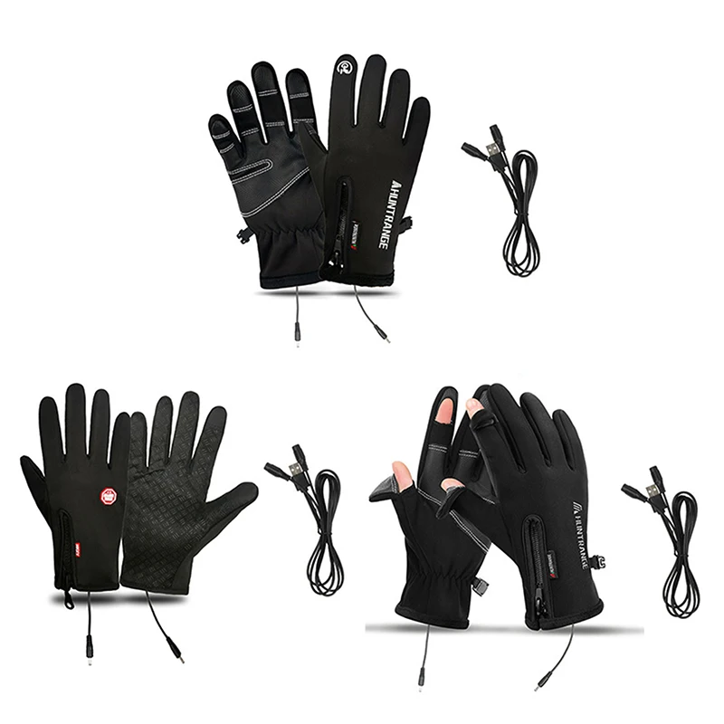 Heated Gloves Winter Liner Charge Electric Full Finger Gloves Men Cycling Skiing Fishing Biker Bicycle Accessories