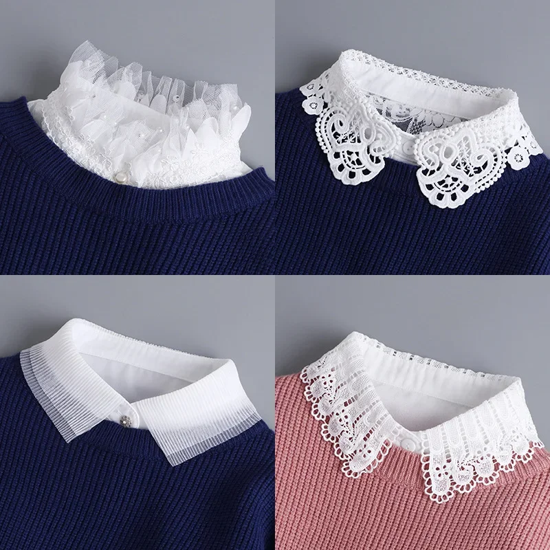 Men shirts fake collar Hollow Lace Doll Fake Collar Blouse Sweater Detachable Shirt Collar False Lapel Women Half Shirt Top Collars Decor