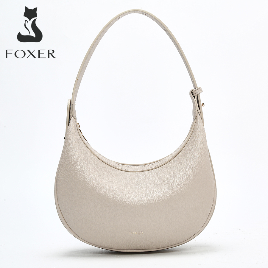 FOXER Brand Fashion Handbag Women Sling Bag Lady Luxury Half-moon PU Shoulder Bag Summer Small Crossbody Bag Gift for Wife