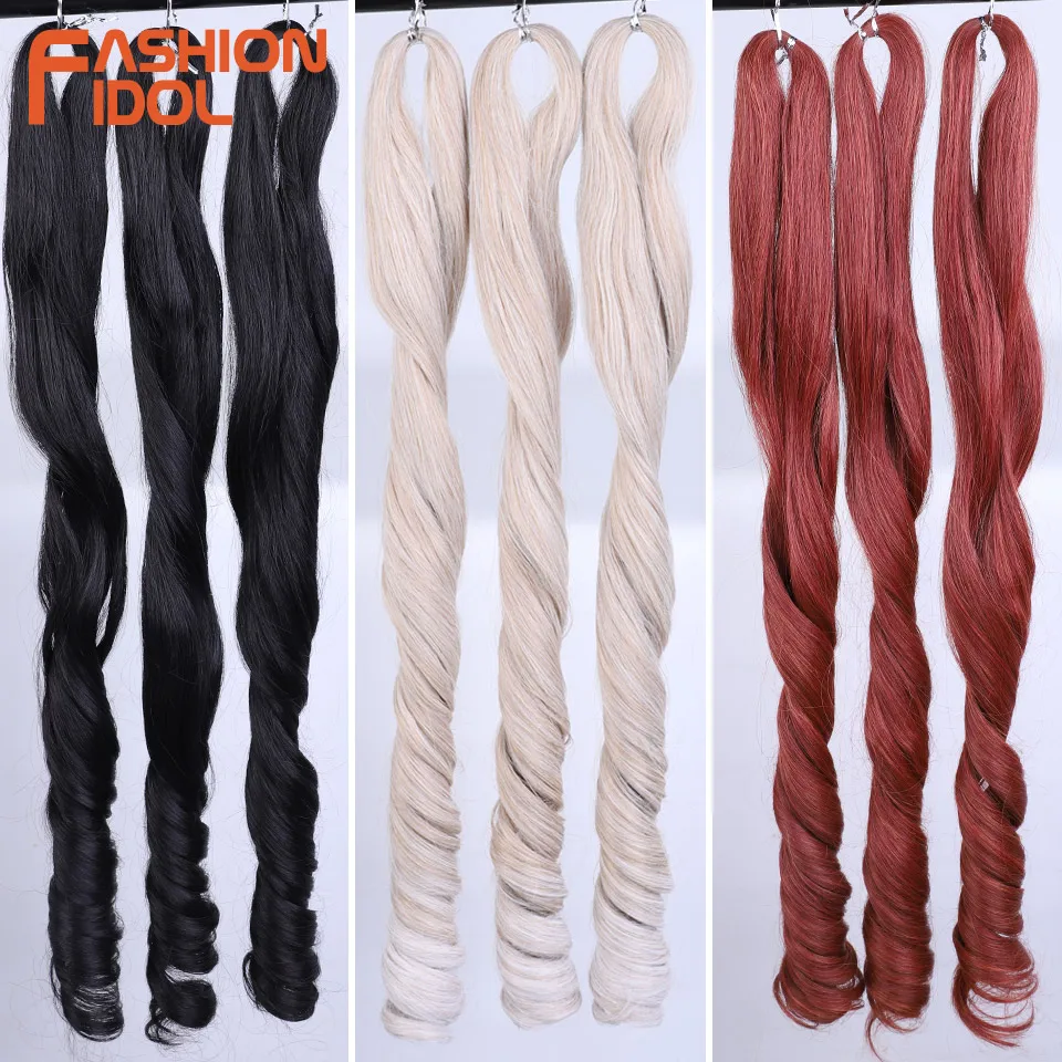 FASHION IDOL 18 Inch French Curly Crochet Braiding Hair Synthetic Blonde Loose Wave Braids Hair Spiral Curls Hair Extensions 3
