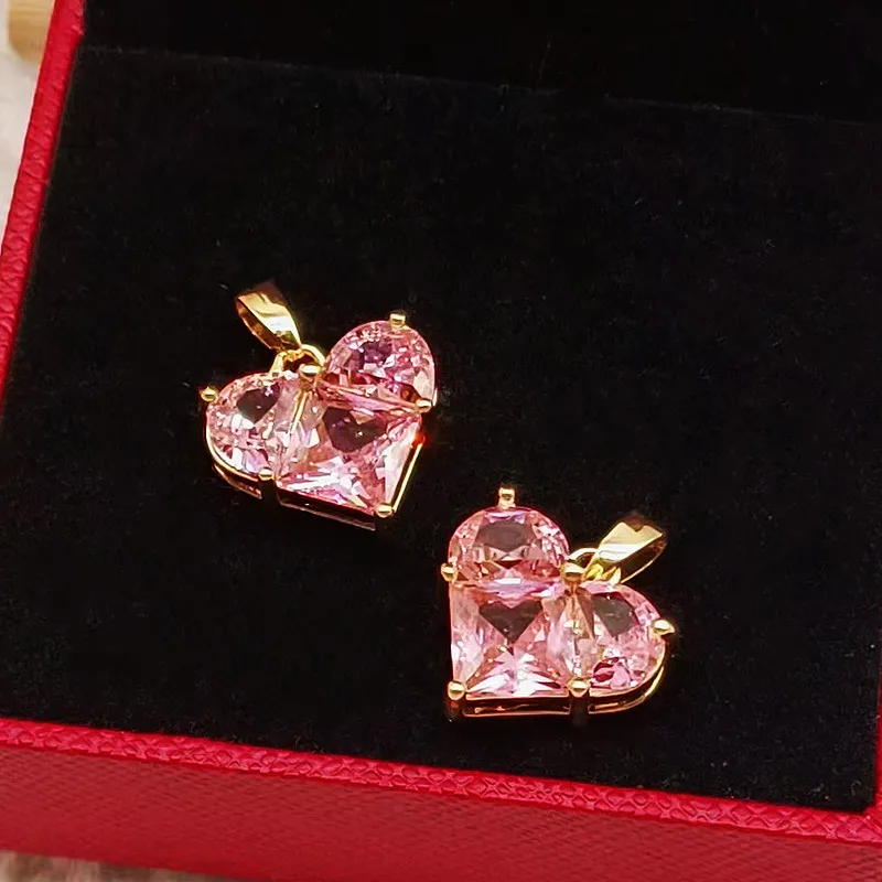 1PCS 18K Gold Color Brass and Zircon Heart Charms Pendants High Quality Jewelry Making Necklace Earrings Accessories for Women