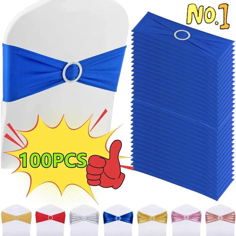 100/50/10pcs Elastic Chair Knot Wedding Decoration Buckle Sashes Back Cover Mariage Hotel Home Seat Elegant Modern Ribbon Decors chair cover satin chair sashes spandex chair sashes organza chair sashes chiffon chair sashes