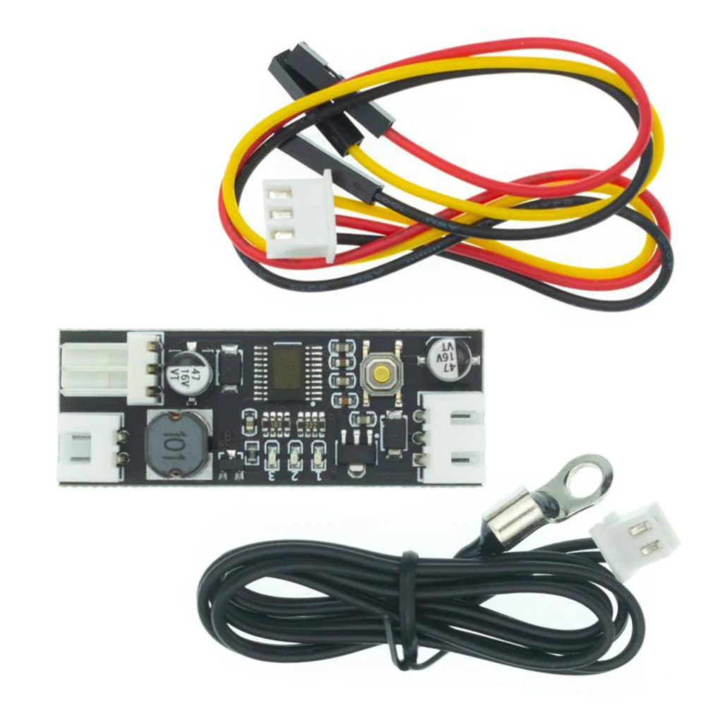 

Single 12V 0.8A DC PWM 2-3 Wire Fan Temperature Control Speed Controller Chassis Computer Noise Reduction Module NTC B 50K 3950