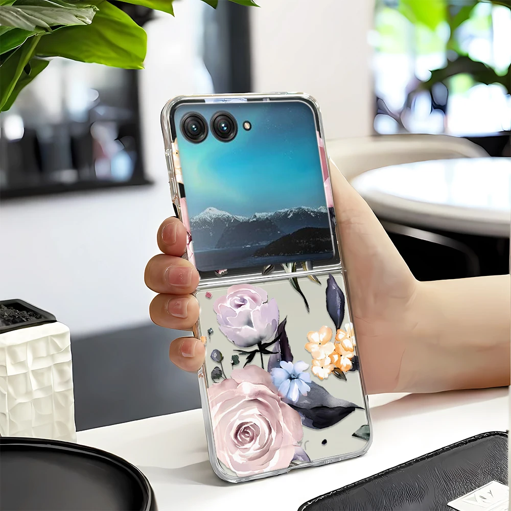 Fashion Pink Sakura Clear Folding Phone Case - Elegant Bumper Cover