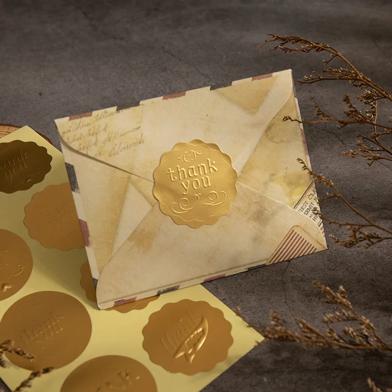 Thank You Stickers Gift Sealing Labels Gold Round Sticker Birthday Wedding Party Supplies Invitation Letter Sealing 3.5cm 80pcs