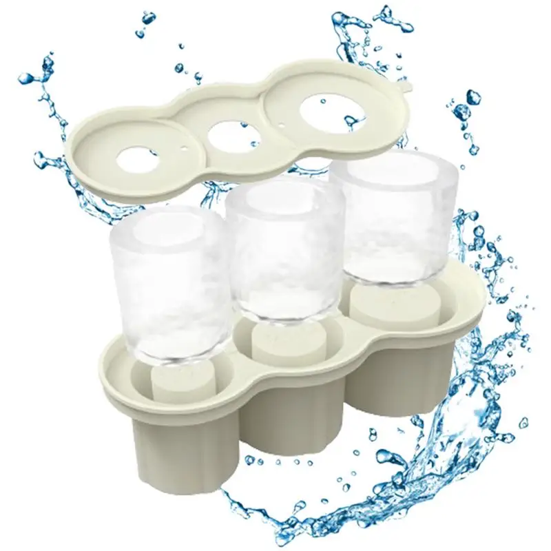 

Ice Cube Maker For Freezer Tumbler Ice Cube Maker Molds With Lid Silicone Cylinder Ice Mold Large Ice Cube Maker Tray For Ice