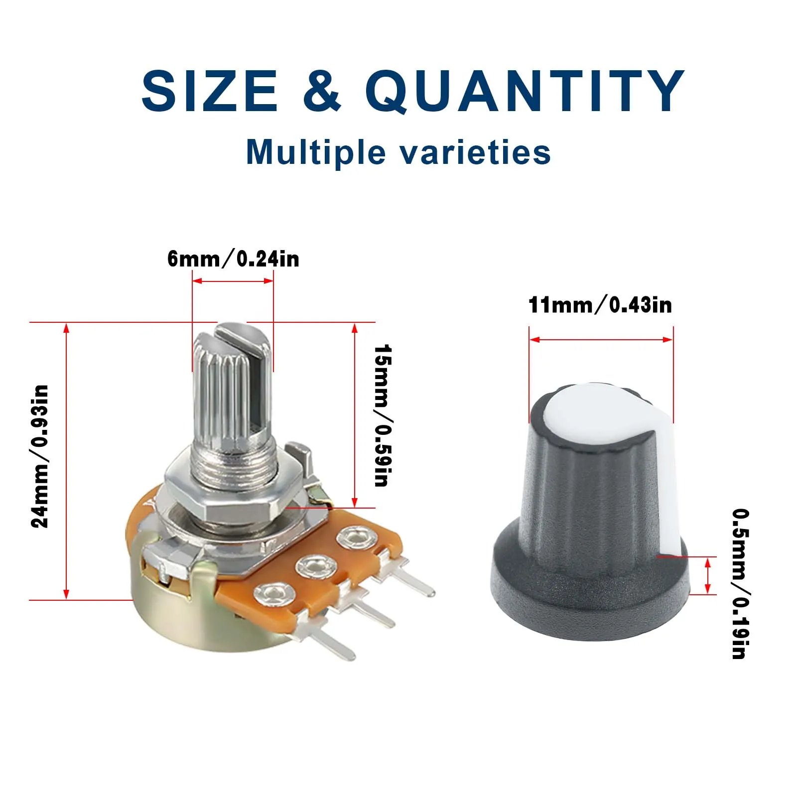 5Pcs WH148 Potentiometers 3Pin 1K 2K 5K 10K 20K 50K 100K 250k 500K 1M Ohm Linear Taper Rotary Potentiometer Resistors
