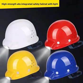 Casco di sicurezza per l'edilizia con faro LED induttivo Casco per fari integrato Casco da lavoro per cantiere in ABS