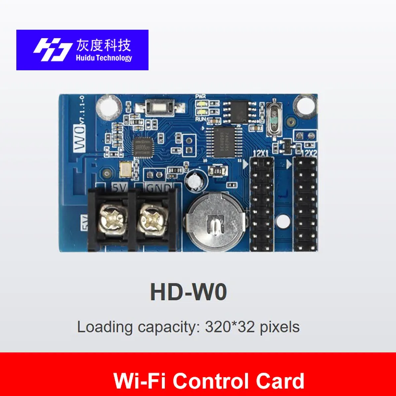 Huidu HD-W0 W00 2*HUB12 Port 320*32Pixels Controller Support P10 Single Color WIFI LED Display Control Card led screen display card