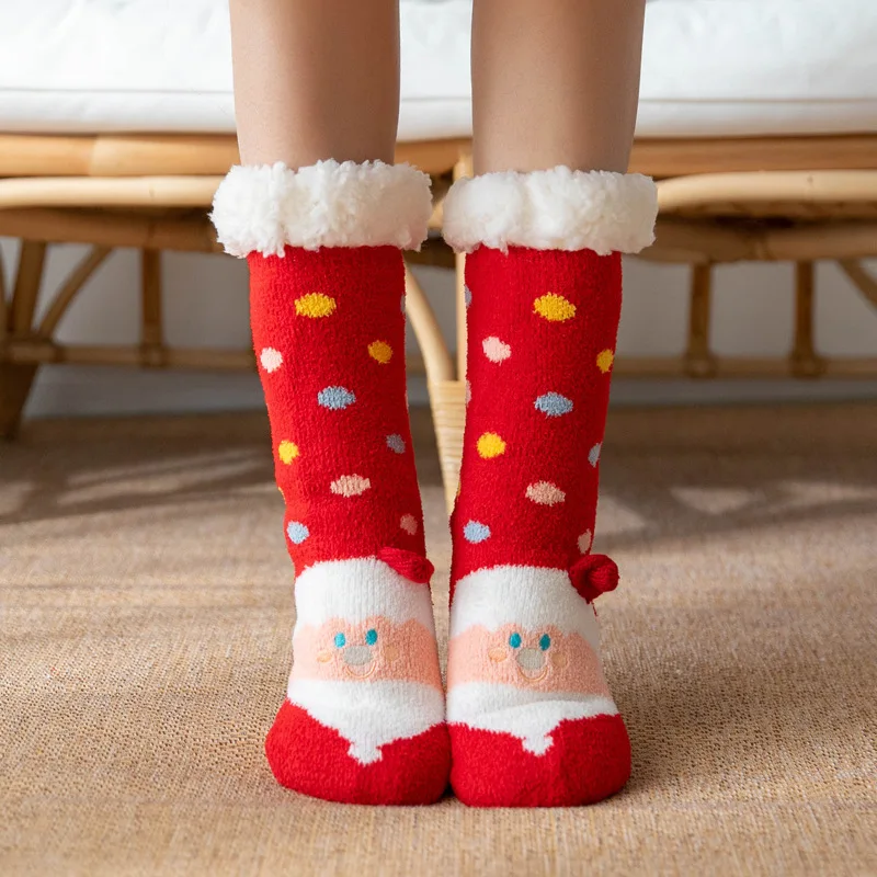 Fuzzy Socks Thermal Women Winter Plush Soft Slip Non Grip Home Short Christmas Floor Comfy Fluffy Slippers Sock Thick Female