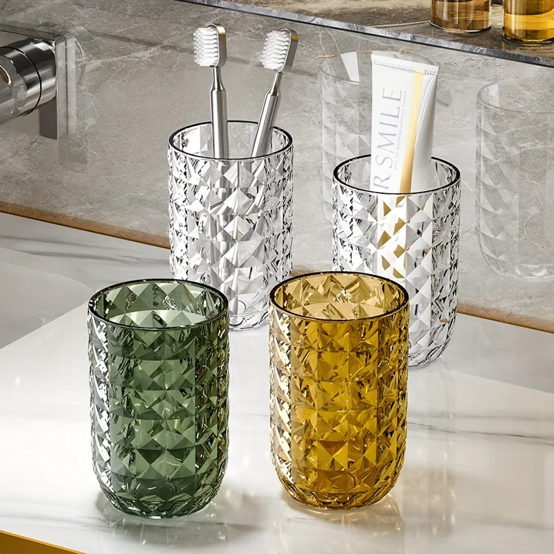 1 pezzo Bicchiere per collutorio in plastica lucida di lusso per il bagno - Salvaspazio per riporre lo spazzolino da denti_voghion.com