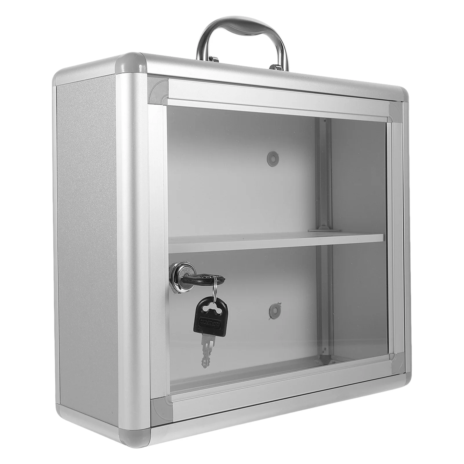 

Visible Locking Case Emergency Medicine Box Transparent Aluminum Alloy Box Wall-mounted Medicine Cabinet with Lock 30X26X11CM