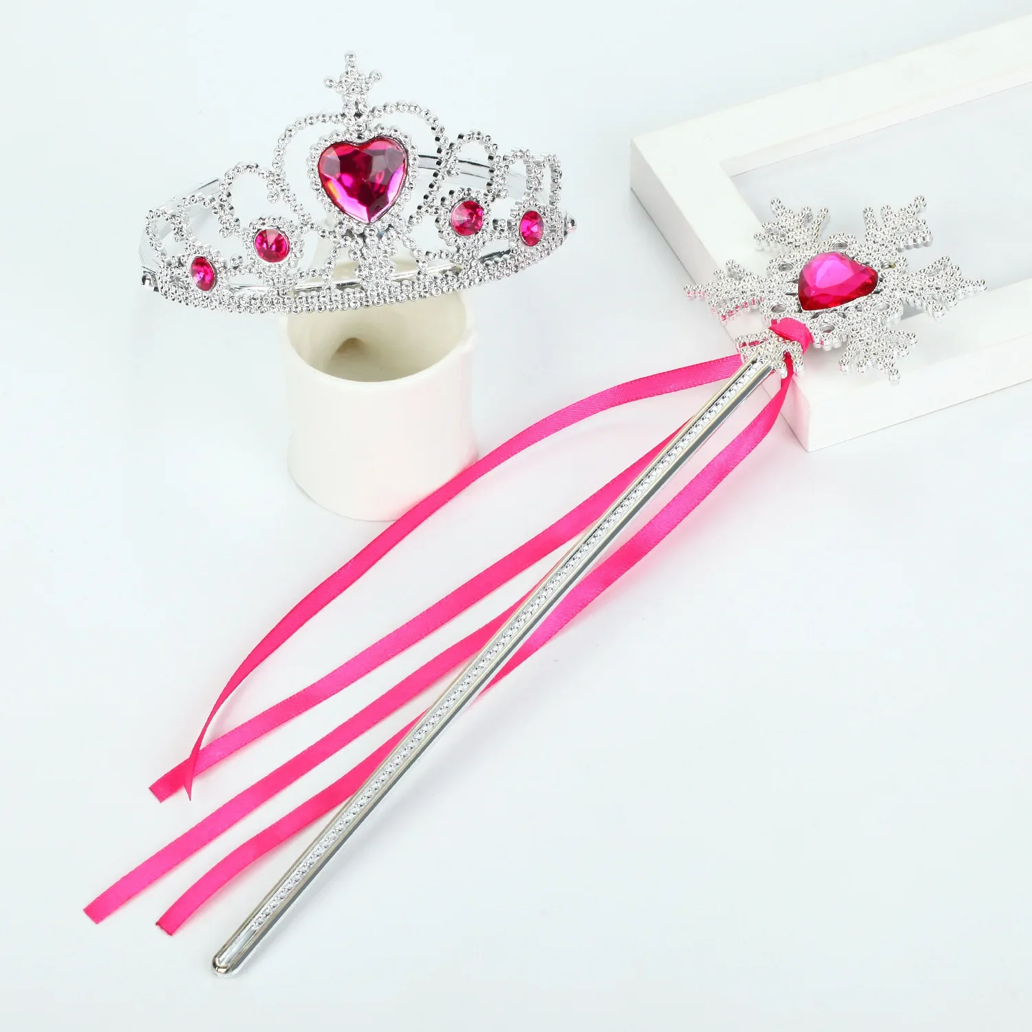 Princess Snowflake Diamond Stick Crown Set Magic Stick Queen Romance Princess Elsa Fairy Children's Performance Props cosplay accessories