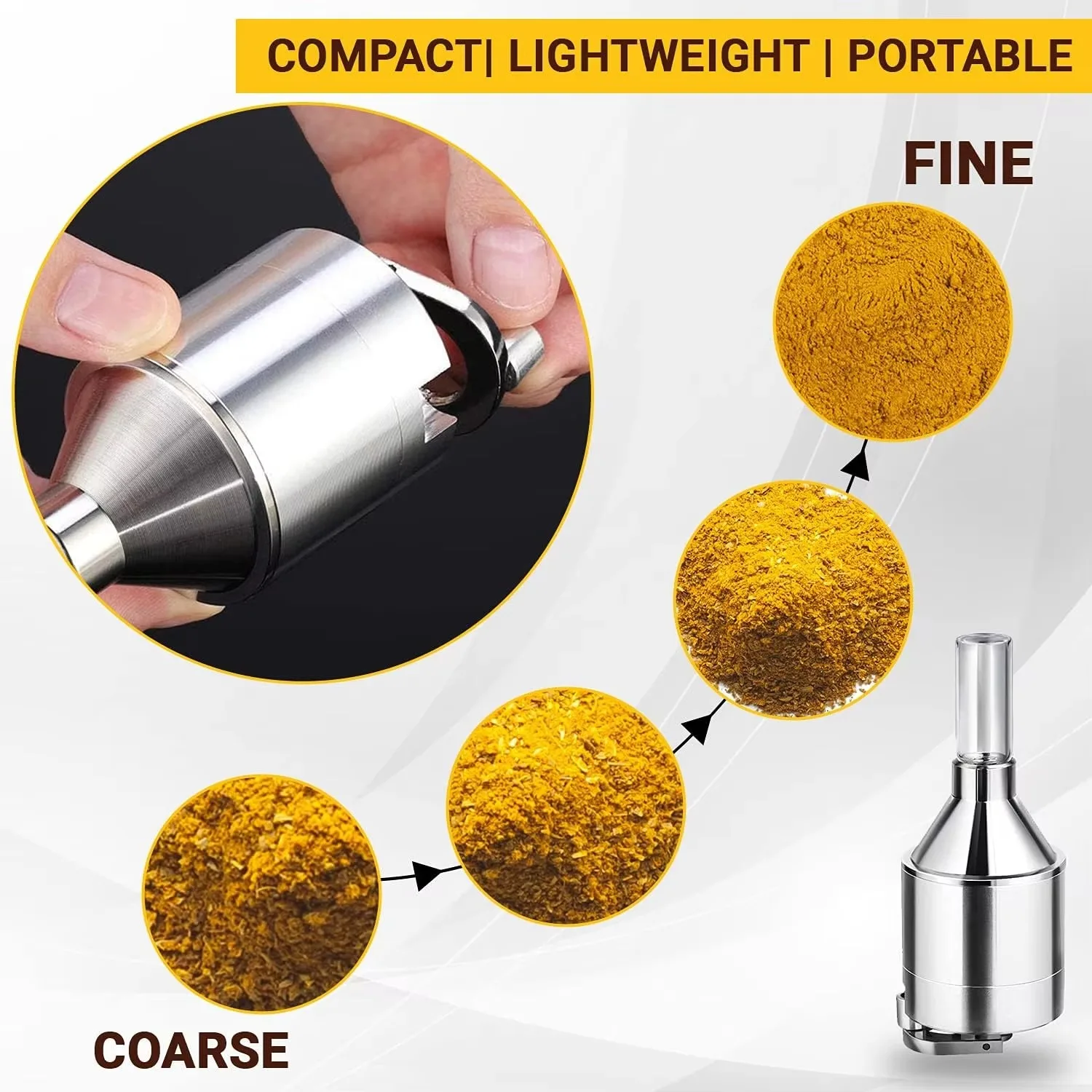 44/56mm Manual Tobacco Grinder Aluminum Spice Pepper Mill Fine Grinding Powder Herbal Crusher with Container Smoking Accessories 3