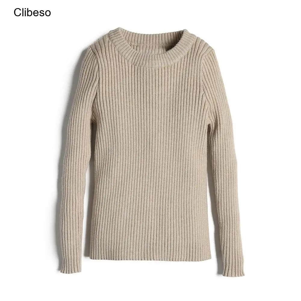 

2023 Clibeso Knitted Sweater for Kids Children's Knit Clothing Autumn Unisex Boys Girls Basic Knit Pullover Top Toddler Knitwear