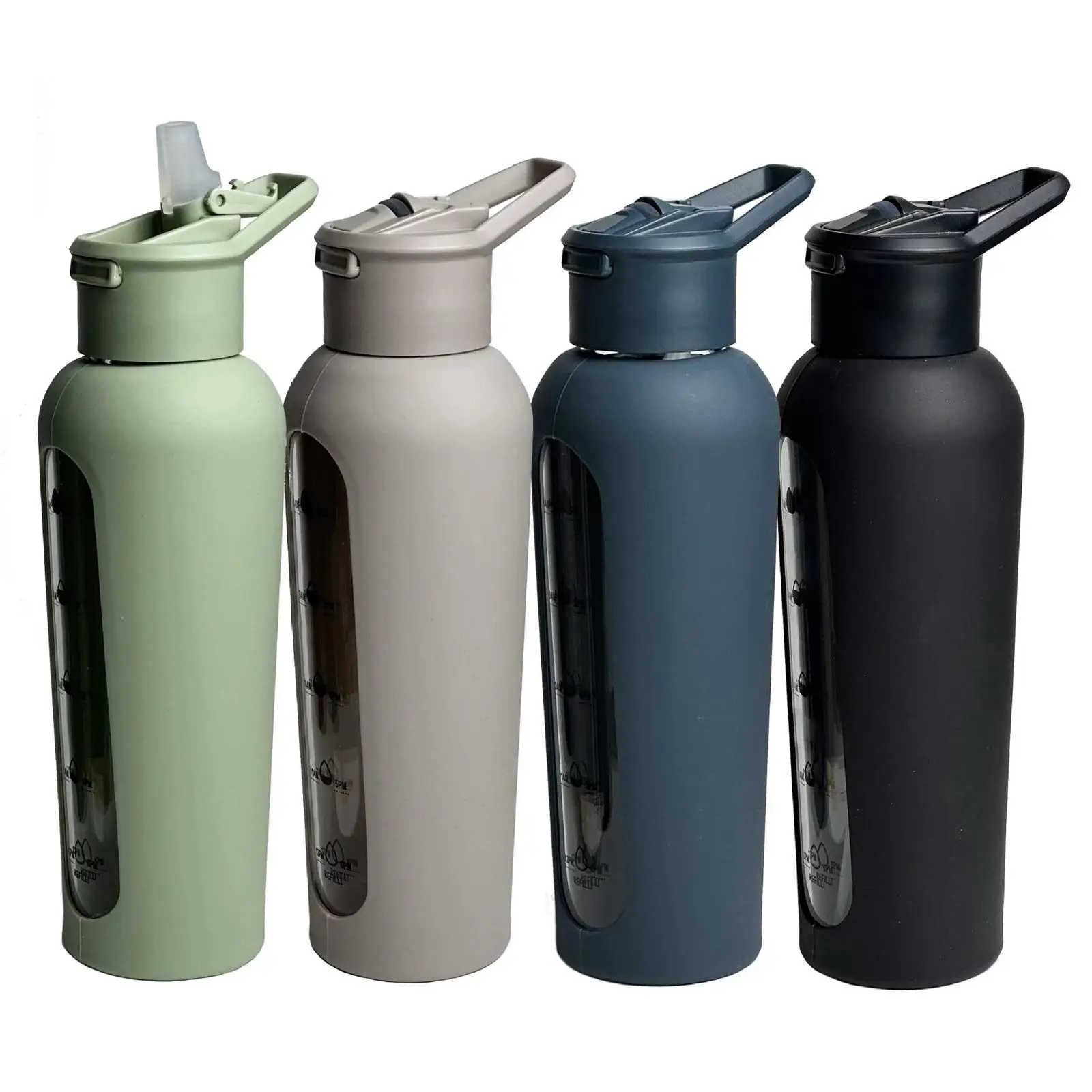 Glass Water Bottle with Time Marker for Outdoor Cycling