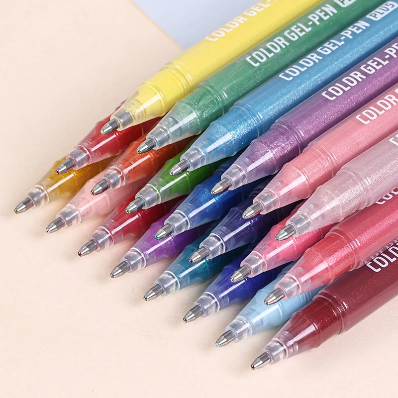 24 Colors Glittering Journaling Gel Pen Aesthetic Layering Colored Highlighter Markers for Note Taking Drawing Art Stationery