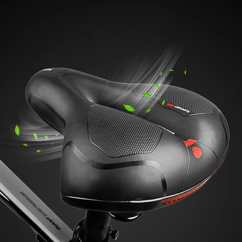 Bicycle Saddle Soft Thicken Wide Bicycle Seat Cycling Big Bum Bike Saddle Reflective Shock Absorbing Hollow Breathable Rainproof Pad
