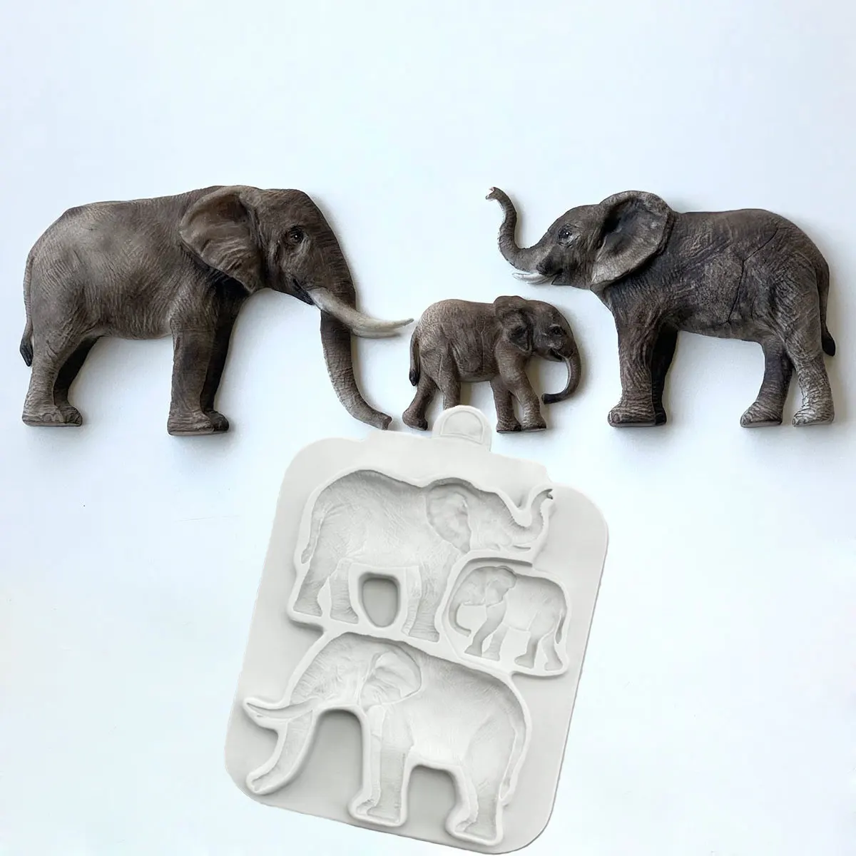 Elephant Family Silicone Mold Fondant Cakes Decorating Mould Sugarcraft