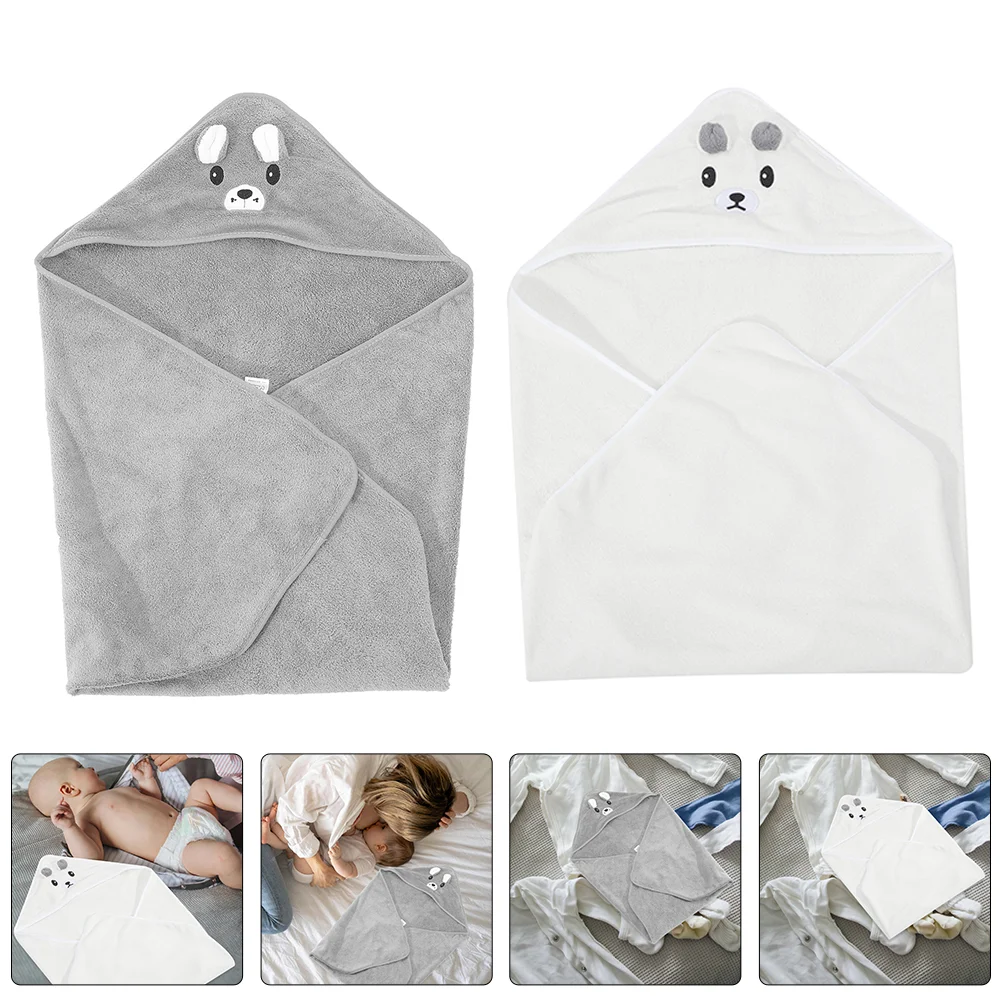 

2 Pcs Baby Bath Towel Lovely Hooded Towels for Toddler Kids Children Coral Fleece