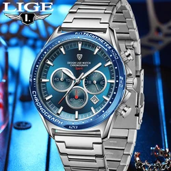 LIGE Unique Design Quartz Men Watch Fashion Luxury  30M Waterproof Lumoinous Watches for Men Calendar Stainless Steel Band Clock