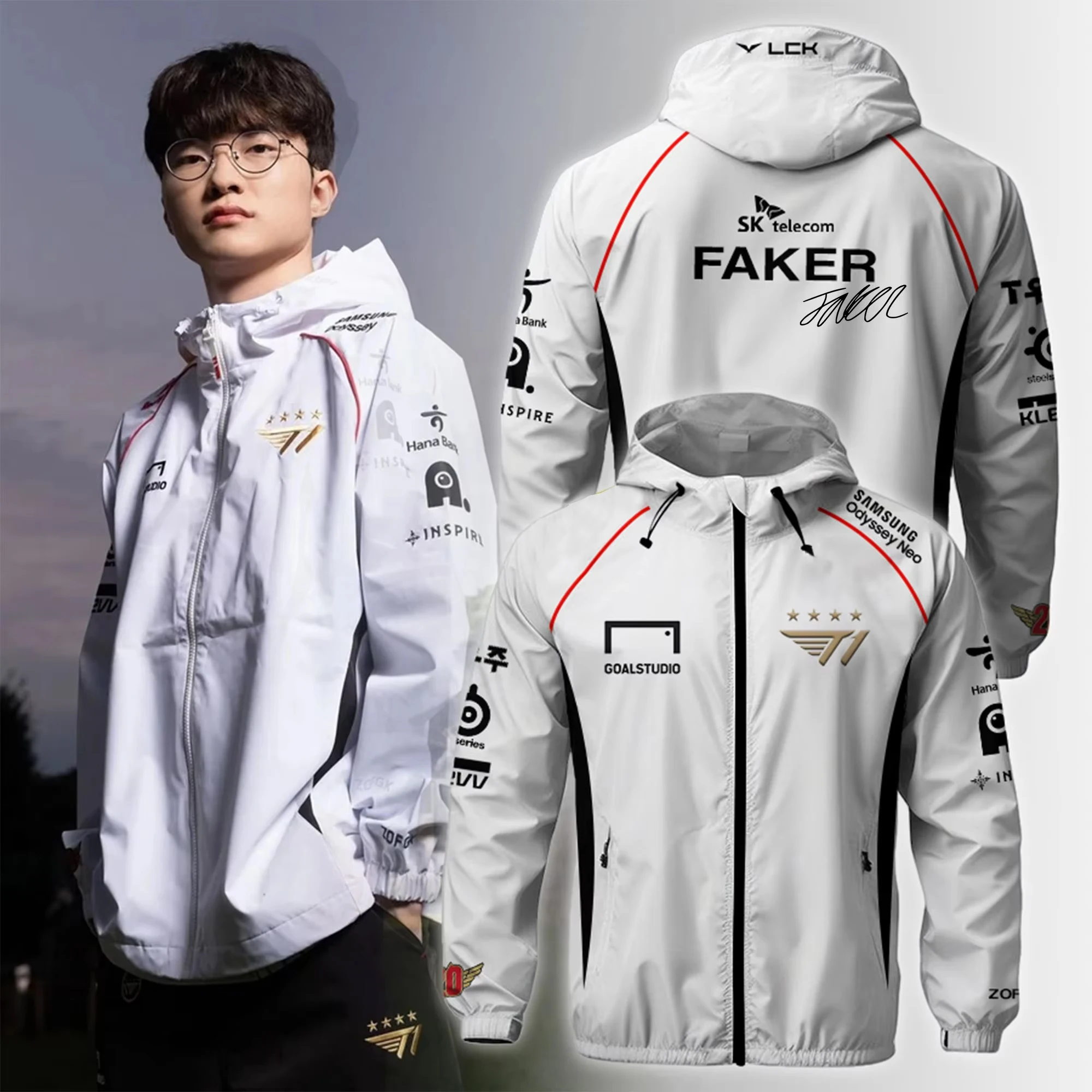 HardsheT1 Worlds Uniform Esports Team Jersey LOL Games Faker Fan Support Unisex Oversized Hooded Jacket,esports jacket