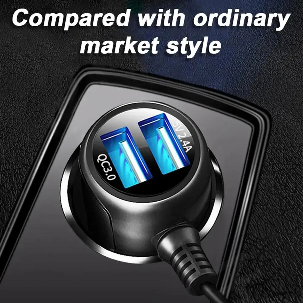 Caricabatterie Auto Con Cavo Lungo 3,5 M - Presa Accendisigari 12V/24V A USB 5V 2A - Micro USB E Mini USB